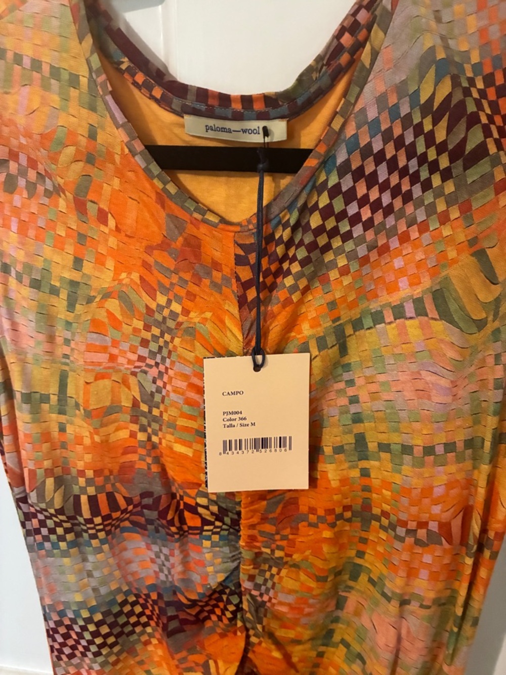 Paloma Wool Multicolor Orange Mosaic Print Ruched - Picture 10 of 10
